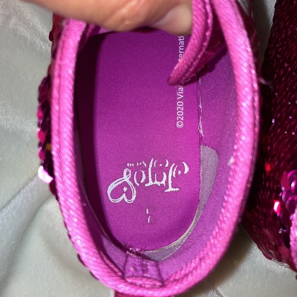 EUC Girls Size 3 Hot Pink Sequin High Top w/ Rainbow Bow Hightop + hairbow - Picture 7 of 8